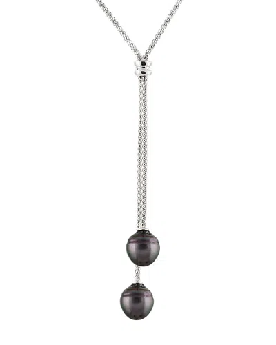 Splendid Pearls Silver 9-10mm Tahitian Pearl Necklace