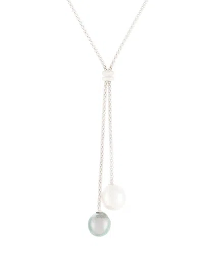Splendid Pearls Silver 9-10mm Tahitian Pearl Necklace In White