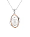 Splendid Pearls Silver 9-9.5mm Freshwater Pearl & Cz Necklace