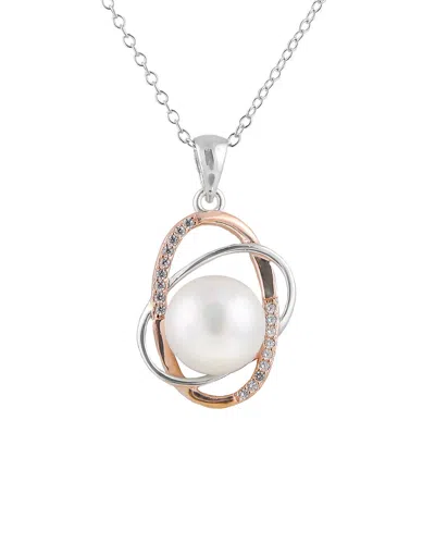 Splendid Pearls Silver 9-9.5mm Freshwater Pearl & Cz Necklace