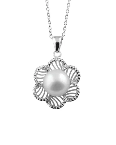 Splendid Pearls Silver 9-9.5mm Freshwater Pearl Flower Shaped Necklace In Metallic