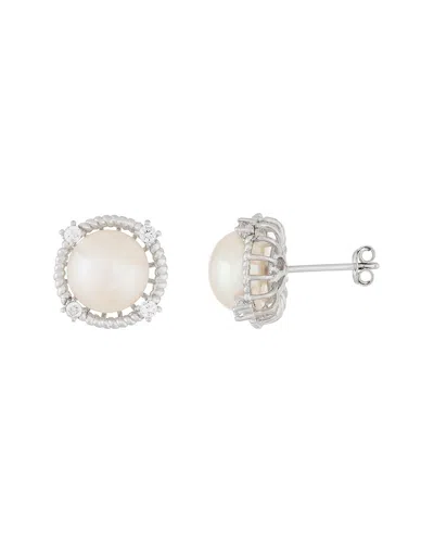 Splendid Pearls Silver 9-9.5mm Freshwater Pearl Studs