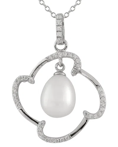 SPLENDID PEARLS SPLENDID PEARLS SILVER 9MM PEARL CZ PENDANT