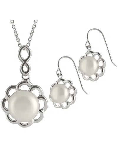 Splendid Pearls Silver 9mm Pearl Set In Metallic