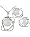 Splendid Pearls Silver 9mm Pearl Set In Metallic