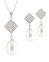Splendid Pearls Silver Pearl Necklace & Earrings