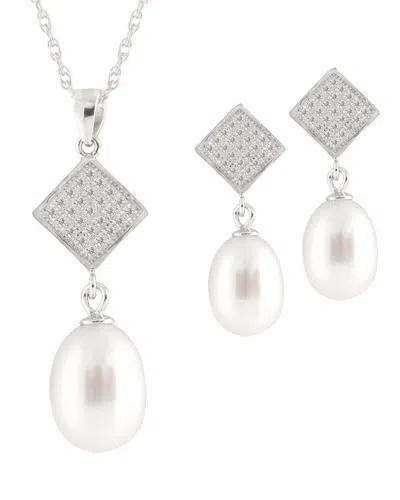 Splendid Pearls Silver Pearl Necklace & Earrings