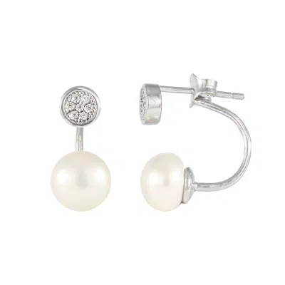 Splendid Pearls Sterling Silver 7-7.5mm Freshwater Pearl Earrings In White