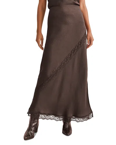 Splendid Penelope Lace Maxi Slip Skirt In Brown