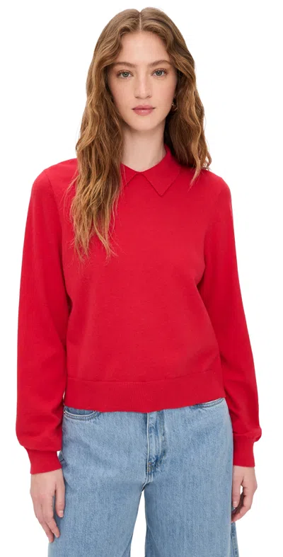 Splendid Phoebe Polo Sweater Rouge In Red