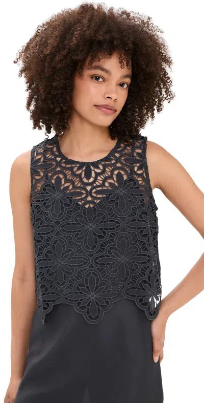 Splendid Pia Pinwheel Eyelet Top Lead In Black