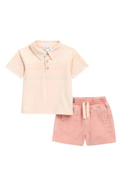 Splendid Babies'  Picnic Short Sleeve Polo & Shorts Set In Pink
