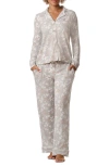 Splendid Plaid Long Sleeve Knit Pajamas In Berry Frost Floral