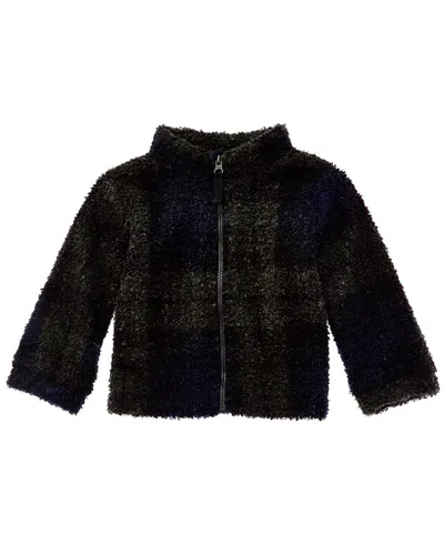 Splendid Plaid Teddy Fleece Jacket In Green