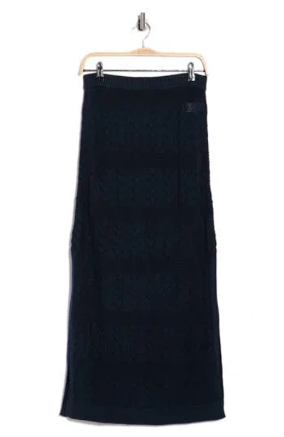 Splendid Pointelle Stitch Cotton Maxi Skirt In Blue