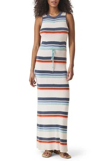 Splendid Polly Stripe Sleeveless Maxi Sweater Dress In White