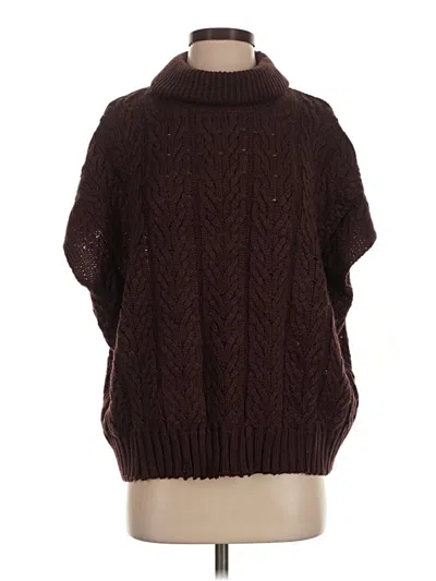 Pre-owned Splendid Poncho In Burgundy