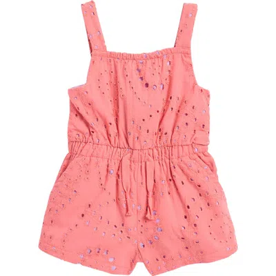 Splendid Babies'  Poppy Embroidered Cotton Romper In Pink
