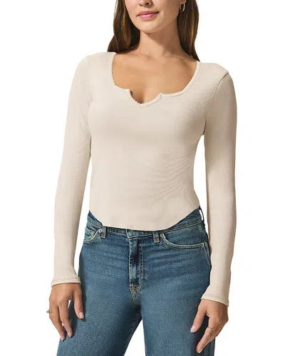Splendid Posie Notch Neck Long Sleeve Tee In Moonstone
