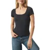 Splendid Posie Scoop Neck Ribbed T-shirt In Lead