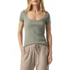 Splendid Posie Scoop Neck Ribbed T-shirt In Softvintage Olive Branch