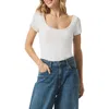 Splendid Posie Scoop Neck Ribbed T-shirt In White