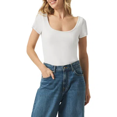 Splendid Posie Scoop Neck Ribbed T-shirt In White