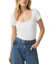 Splendid Posie Scoop Neck Ribbed T-shirt In White