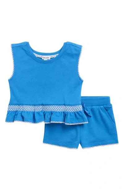 Splendid Babies'  Positano Peplum Top & Shorts Set In Blue