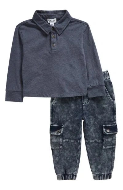 Splendid Babies'  Preppy Polo & Cargo Joggers Set In Navy