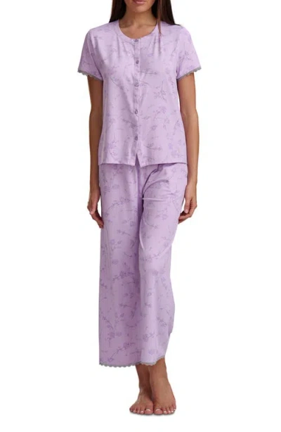 Splendid Print Crop Pajamas In Purple