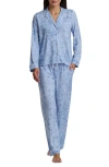 Splendid Print Long Sleeve Pajamas In Blue