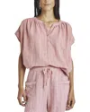 Splendid Priya Button-up Linen Blend Top In Pink