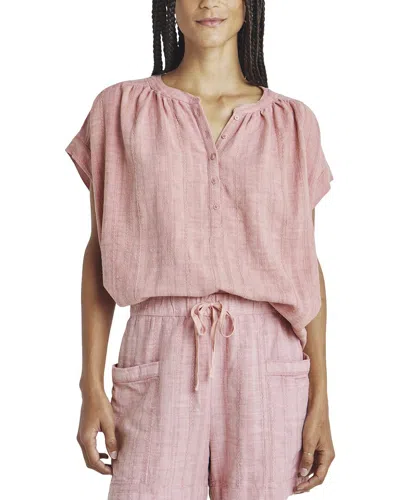 Splendid Priya Button Down Linen-blend Top In Pink
