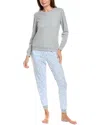 Splendid Puff-sleeve Henley Jogger Set In Grey