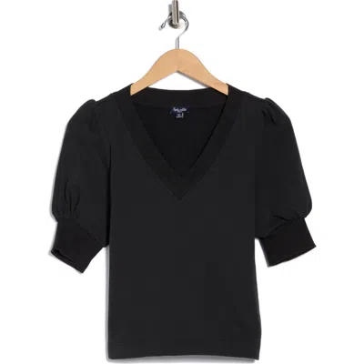 Splendid Puff Sleeve Sweater In Black