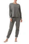 Splendid Reversible Pullover & Joggers Pajamas In Charcoal Heather
