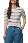 Splendid Quarter Sleeve Stripe Top In Gray
