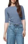 Splendid Quarter Sleeve Stripe Top In Blue