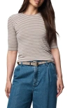 Splendid Quarter Sleeve Stripe Top In Gray