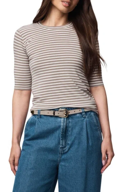 Splendid Quarter Sleeve Stripe Top In Neutral