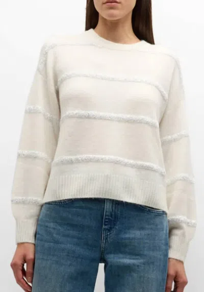 Splendid Rae Sequin Sweater In Snow Heather In White