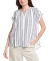 Splendid Raegan Striped Linen-blend Blouse In Blue
