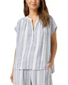 Splendid Raegan Striped Linen-blend Blouse In White/seaport