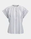 Splendid Raegan Striped Linen-blend Blouse In Whiteseaport
