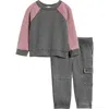 Splendid Raglan Sleeve Sweatshirt & Cargo Pants Set In Gray