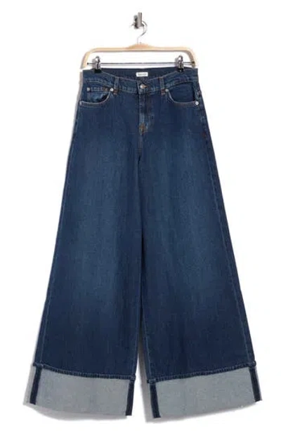 Splendid Ravyn High Waist Cuffed Wide Leg Jeans In Blue