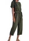 Splendid Ray Tie Waist Jumpsuit In Olive Green In Green