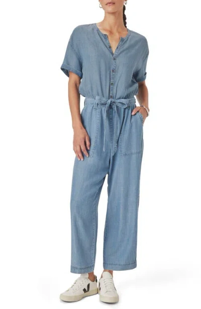 Splendid Rayanne Tie Waist Chambray Jumpsuit In Blue