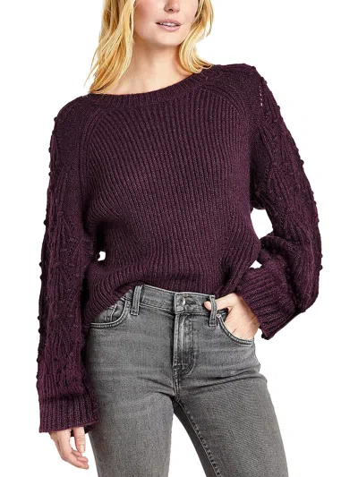 Splendid Rayne Womens Mohair Blend Pullover Crewneck Sweater In Purple